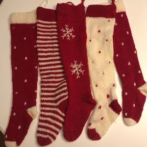 Set of 5 TAG knit stockings red white 20”